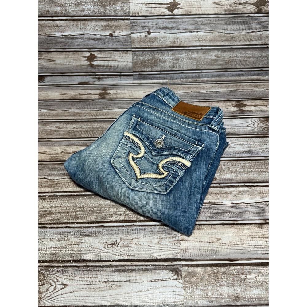 Big‎ Star Casey K Low Rise Bootcut Jeans Distressed Thick Stitch Size 28Rx30.5